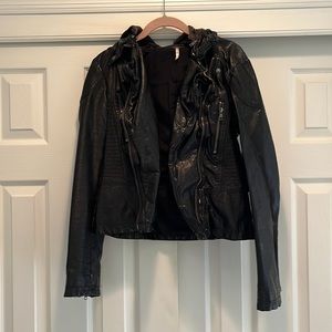 Free People Faux Leather Motto Jacket with Hood
